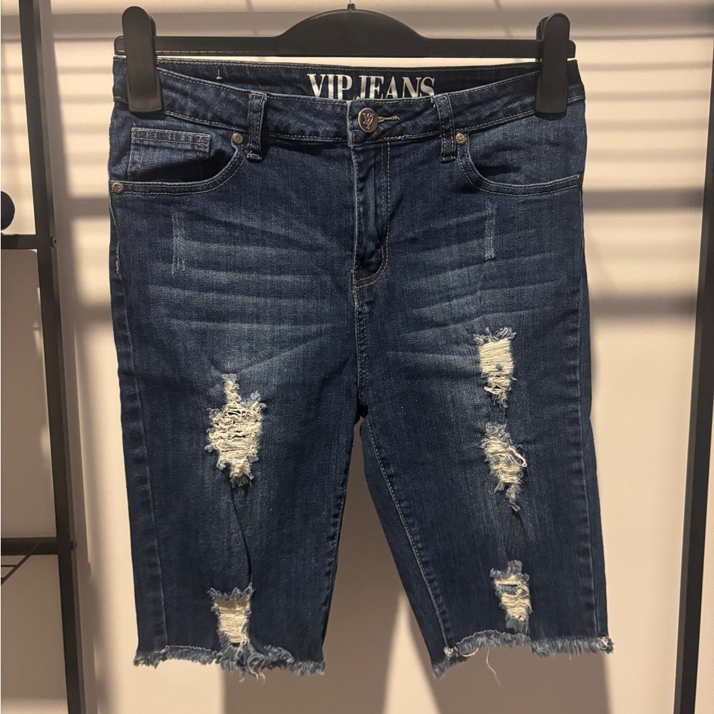 VIP Blue Distressed Jean Shorts